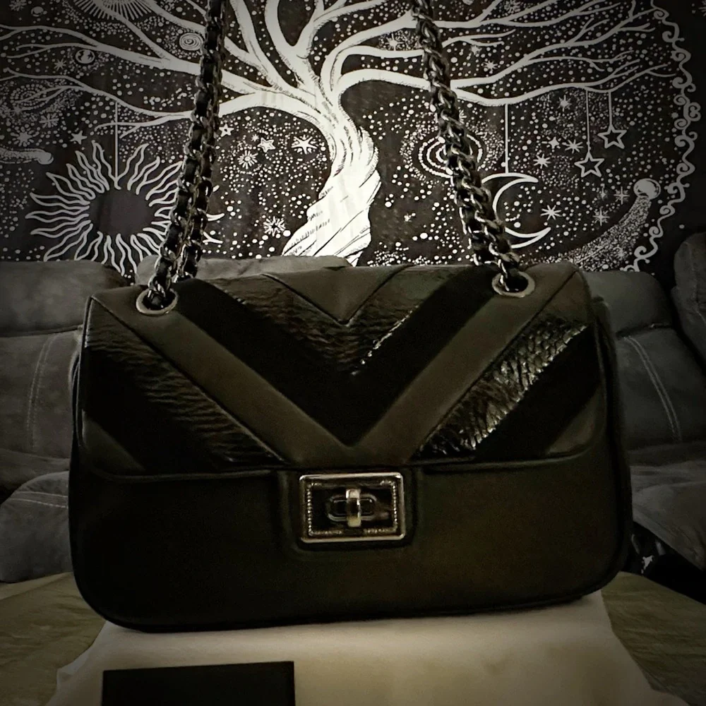 Y2K Karl Lagerfeld Black Chevron Chain Shoulder Bag ❌60% OFF SALE❌ make offer - Picture 13 of 13